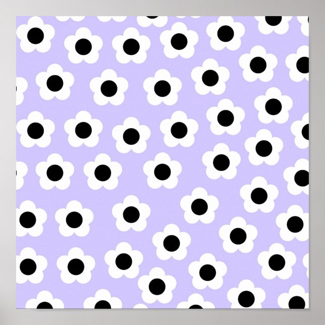 Affiche Fleur noire et blanche mignonne avec Arrière - pla (Devant)