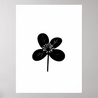 Affiche fleur noire minimaliste