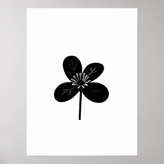 Affiche fleur noire minimaliste (Devant)