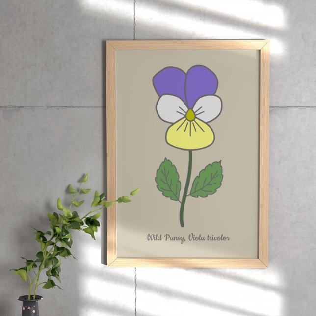 Affiche Fleur pastel botanique sauvage de Pansy (Botanical Wild Pansy Poster)