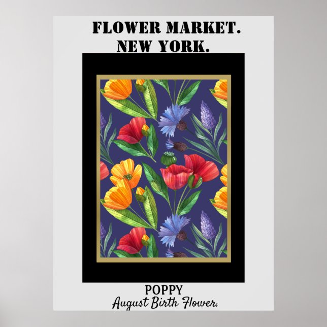 Affiche Fleur personnalisée Marché Fleur de naissance Art  (Devant)