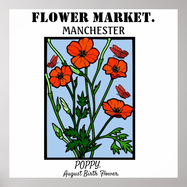 Affiche Fleur personnalisée Marché Fleur de naissance Art  (Devant)
