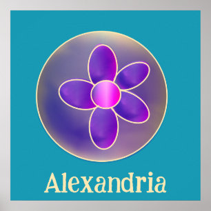 Affiche Fleur personnalisée violet Turquoise rose chaud