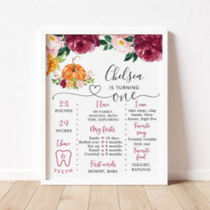 Affiche Fleur petit anniversaire citrouille Jalon