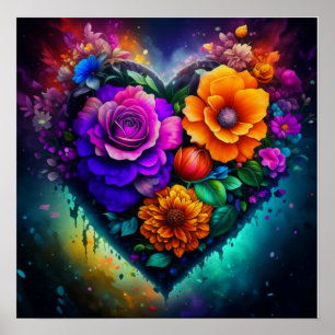 Affiche Fleur plein coeur Saint Valentin