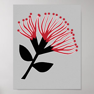 Affiche Fleur Pohutukawa, Nouvelle-Zélande