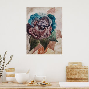Affiche Fleur Princess Pastel Marine Bleu Blush Rose Flora