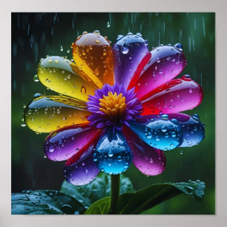 Affiche Fleur Raindrop