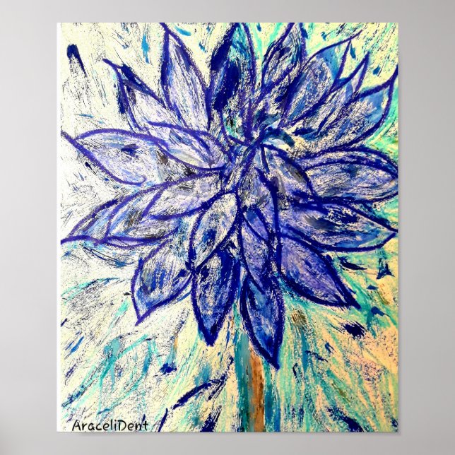 Affiche Fleur Rare Bleu Dahlia (Devant)