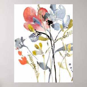 Affiche Fleur recouverte - fleurs de pastel d'aquarelle