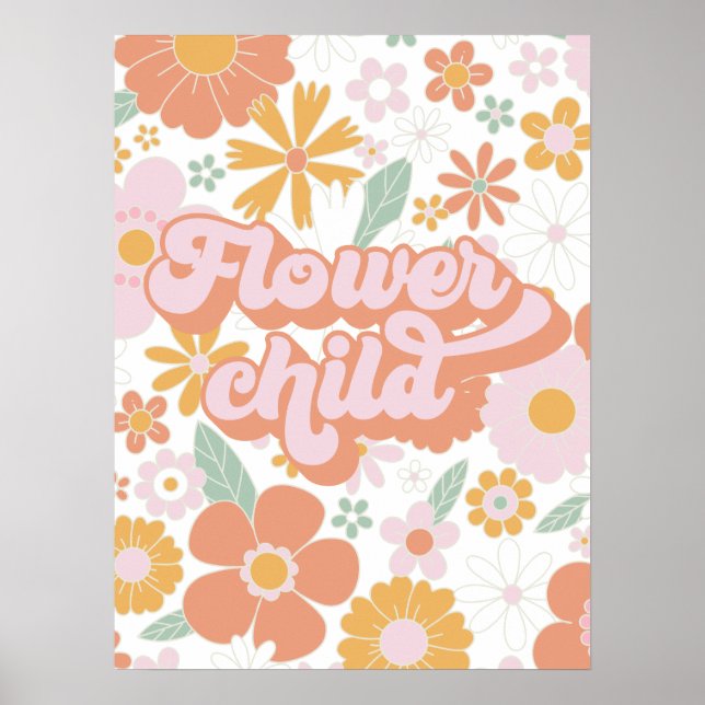 Affiche Fleur rétro Enfant floral (Devant)