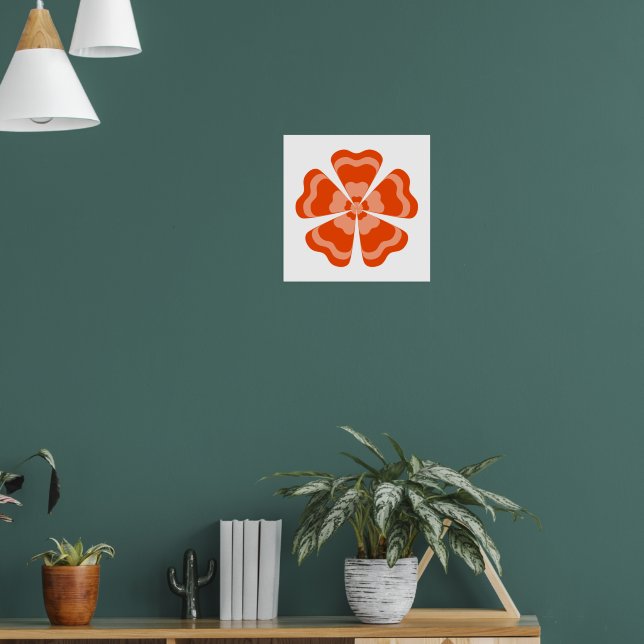 Affiche Fleur Rétro Orange Stylisée (Salon 1)