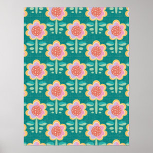 Affiche Fleur rétro ressort