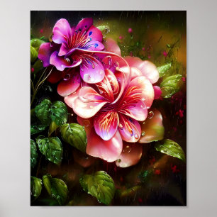 Affiche Fleur rose brillante