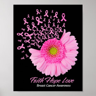 Affiche Fleur Rose Daisy Foi Espoir Amour Cancer du sein A