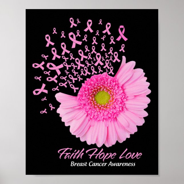 Affiche Fleur Rose Daisy Foi Espoir Amour Cancer du sein A (Devant)