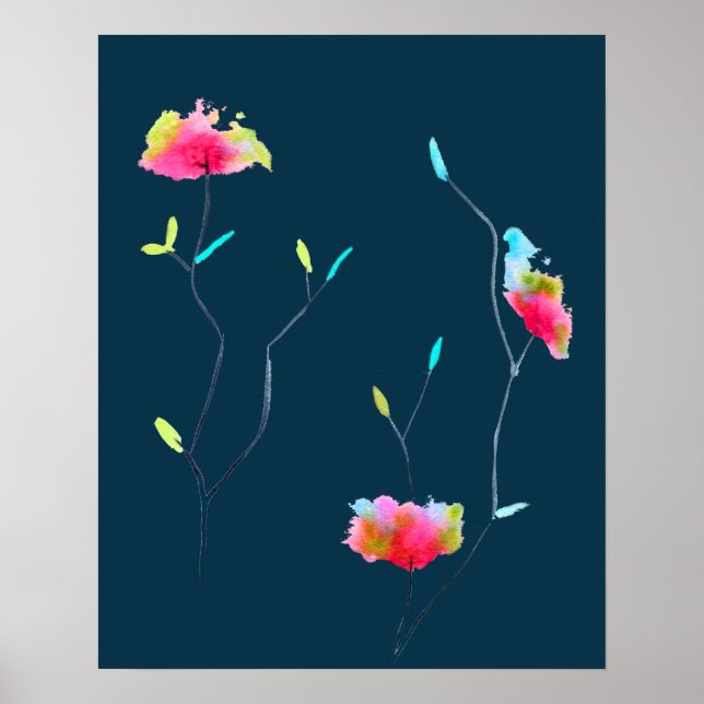 Affiche Fleur rose japonaise abstraite simple et moderne (Devant)