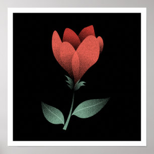 Affiche Fleur rose rouge dégradé minimal