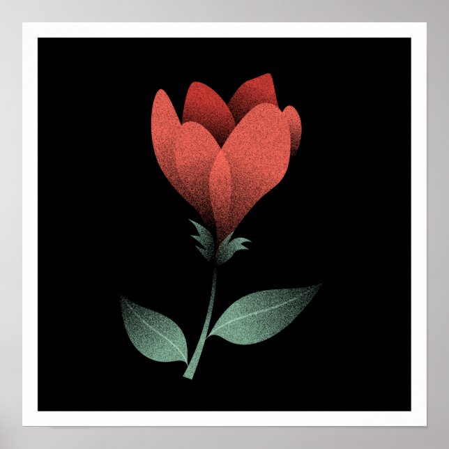 Affiche Fleur rose rouge dégradé minimal (Devant)