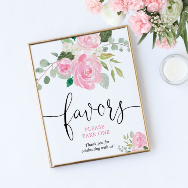Affiche Fleur rose vif Faveurs prenez un signe (Créateur téléchargé)
