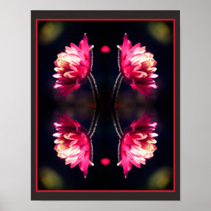 Affiche Fleur rouge au soleil fermer miroir Abstrait