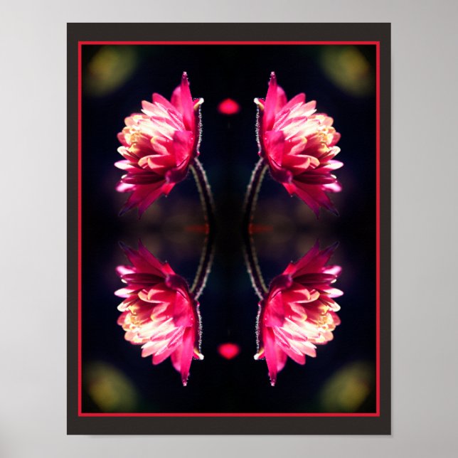 Affiche Fleur rouge au soleil fermer miroir Abstrait (Devant)