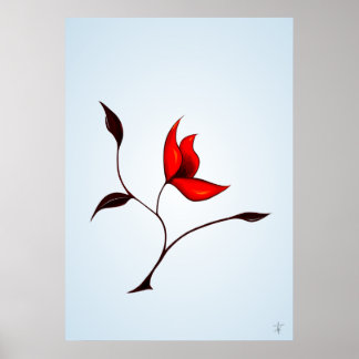 Affiche Fleur rouge étrange