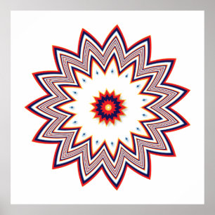 Affiche Fleur rouge fractale