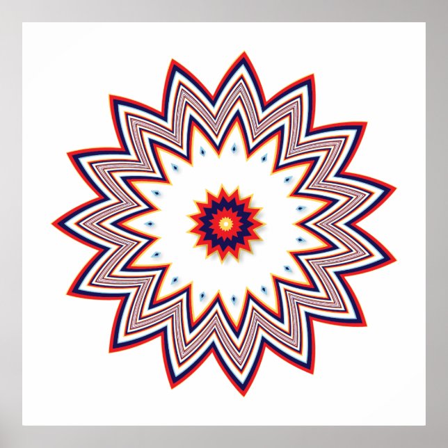 Affiche Fleur rouge fractale (Devant)