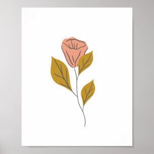 Affiche Fleur sauvage Abstrait rose Floral & Leaf