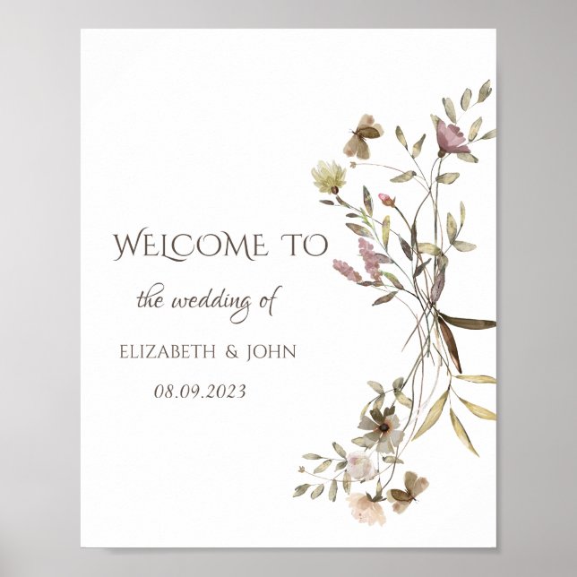 Affiche Fleur Sauvage Aquarelle Fantaisiste (Devant)