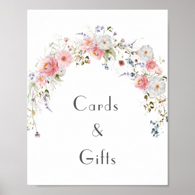 Affiche Fleur sauvage Arc rose Blanc Mariage Cartes & Cade (Devant)