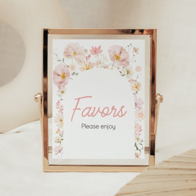 Affiche Fleur sauvage Arch Baby en Fleur Baby shower Faveu (Boho Arch Wildflower Baby in Bloom Baby Shower Favors Sign)
