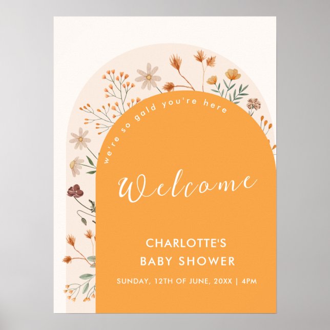 Affiche Fleur sauvage  Arch Baby shower de l'automne Bienv (Devant)