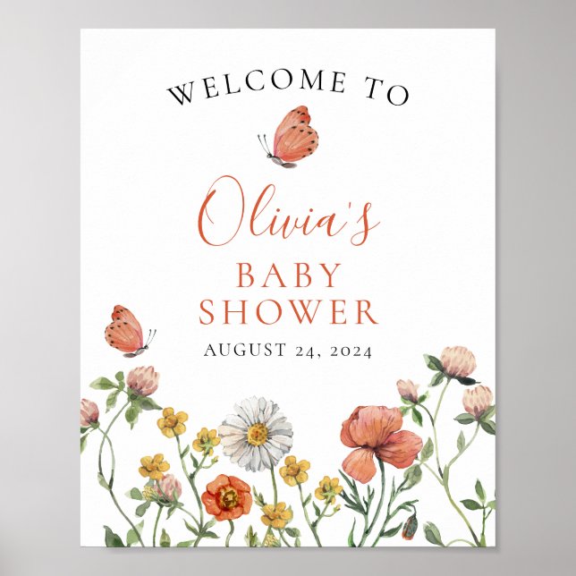 Affiche Fleur sauvage Baby in Bloom baby shower Bienvenue (Devant)
