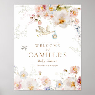 Affiche Fleur sauvage Baby in Bloom Boy Baby shower