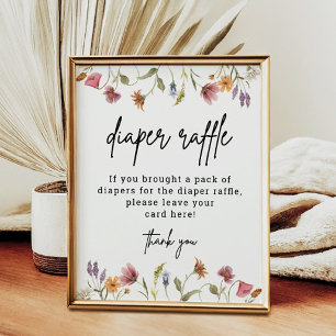 Affiche Fleur sauvage Baby shower Diaper Raffle numérique