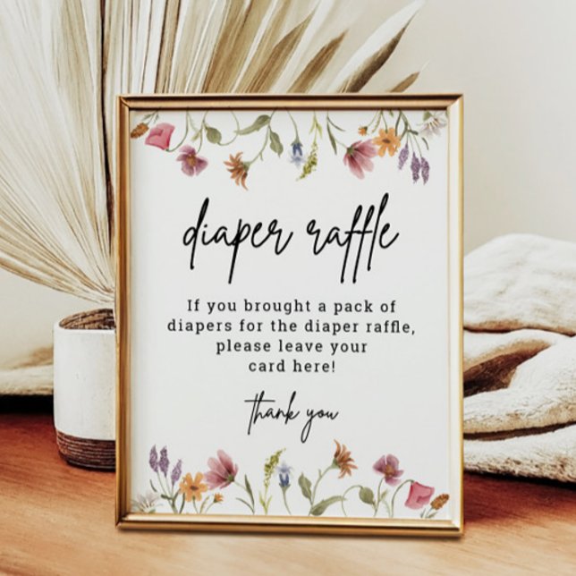 Affiche Fleur sauvage Baby shower Diaper Raffle numérique (Créateur téléchargé)