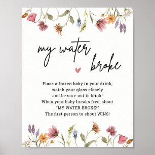 Affiche Fleur sauvage Baby shower My Water Broke Jeu