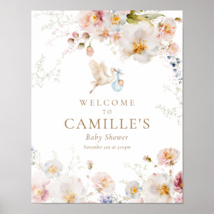 Affiche Fleur Sauvage Bébé en Fleur Garçon Baby Shower