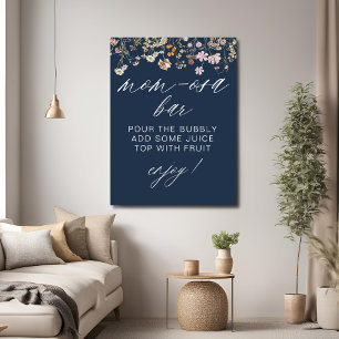 Affiche Fleur sauvage bleu marine Baby shower Maman-Osa Ba