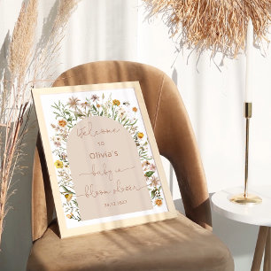 Affiche Fleur sauvage Boho Baby dans le Baby shower en fle
