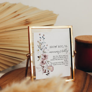 Affiche Fleur sauvage boho Baby shower Mommy's Belly Jeu