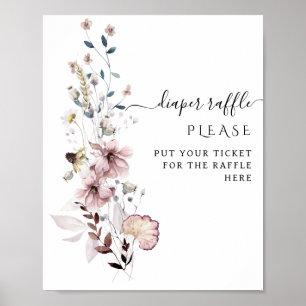 Affiche Fleur sauvage boho minimaliste Baby shower moderne