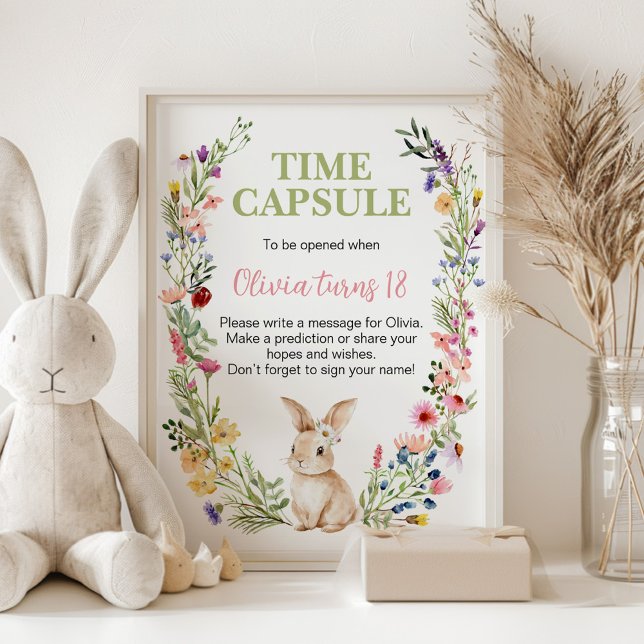 Affiche Fleur sauvage Bunny Anniversaire Fête Heure Capsul (Créateur téléchargé)