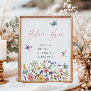 Affiche Fleur sauvage Butterfly Baby shower Bloom Bar