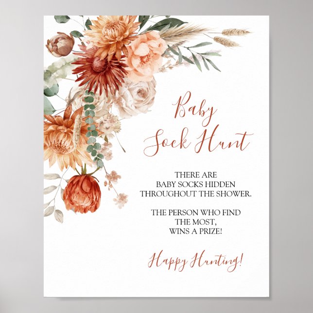 Affiche Fleur sauvage Chute dans l'amour Baby shower bébé  (Devant)