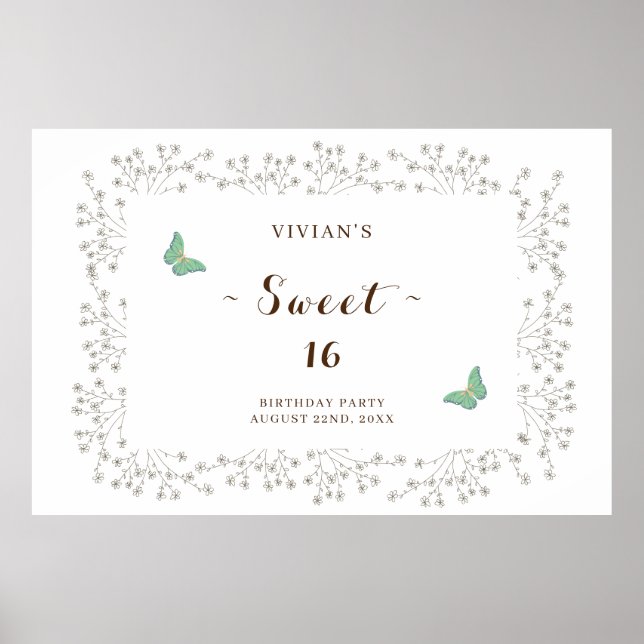 Affiche Fleur sauvage classique et Sweet sixteen papillon (Devant)