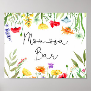 Affiche Fleur sauvage coloré Mère-osa mimosa signe barre