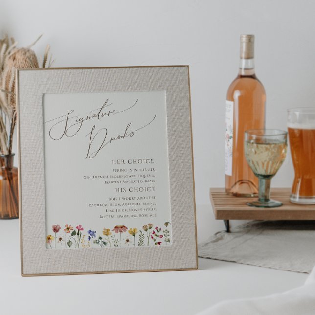 Affiche Fleur sauvage coloré | Signature beige Boissons Si (Créateur téléchargé)